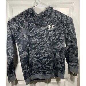 Youth Under Armour Gray Camo Camouflage Pullover Hoodie YXL (XL) Large Pocket